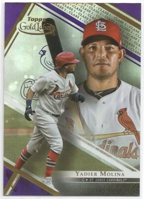 2021 Topps Gold Label Baseball Yadier Molina #50 Class 1 Purple Parallel 08/99 - Image 1 of 2