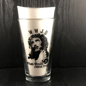 Glass Tumbler WHAT WOULD JESUS DRINK? Anchor Hocking 6" - Picture 1 of 2