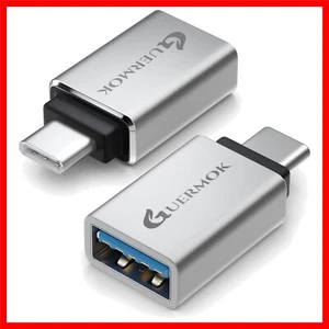 Compact USB C to USB 3.0 Adapter 2-Pack - Universal Compatibility, Silver - Picture 1 of 8