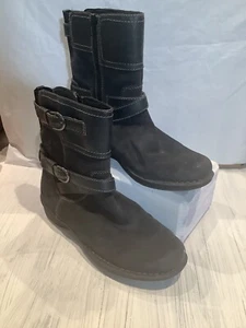 Clarks Black Slip On Leather Booties Sz 11 - Bild 1 von 9
