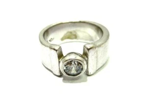Breiter schöner Silberring mit rundem Strassstein (925er)      S2662 - Picture 1 of 2