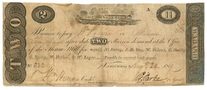 1819 Office of the Steam Mill, Vincennes, Indiana $2 Post Note No.323 (59749) - Picture 1 of 2