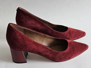 Donald Pliner Mujer Suzette Niño Gamuza Punta Bomba 8.5M Rojo Sangre de Buey **LEER - Imagen 1 de 12