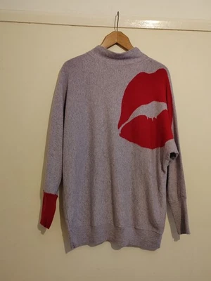 Mint Velvet lilac With Red Lips Cashmere Blend Jumper pullover sweater Size L - Image 1 of 4