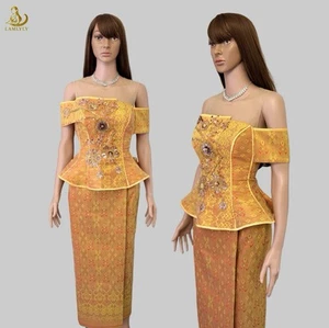 Khmer Traditional Outfit / Cambodian Clothes - 2 Piece, Khmer Shirt & Skirt - Picture 1 of 6