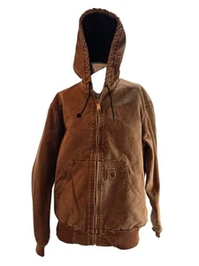 Carhartt Jacket Men Small Regular Duck Brown Hooded Quilted Work Wear J130-211 - Imagen 1 de 9