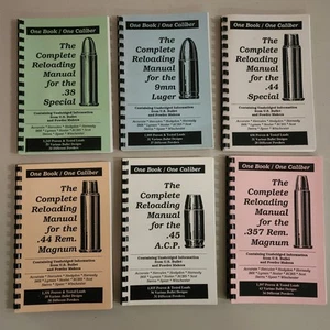 One Book/One Caliber, Reloading Reference Manuals, 6ct Handgun 38,9mm,44,45,357 - Picture 1 of 8