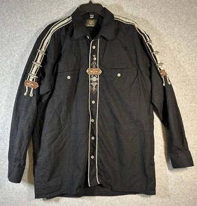 Camisa Alemana OS Trachten Para Hombres Manga Larga Negra XL Metal Mejoras en Mangas - Imagen 1 de 14