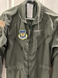 US Air Force Sage Green Coveralls, Size 40R Tactical Air Command W/ Patches - Picture 1 of 9