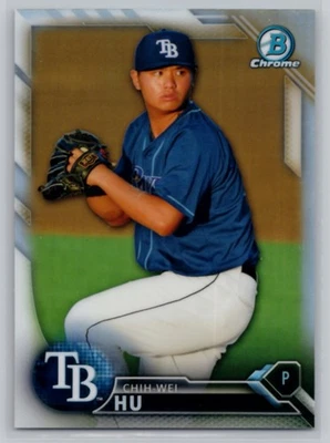 2016 BOWMAN DRAFT #BDC-147 CHIH-WEI HU CHROME REFRACTOR TAMPA BAY RAYS - Image 1 of 2