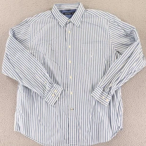 Nautica Hemd Herren XL blau weiß gestreift Langarm Knopfleiste Baumwolle klassisch - Bild 1 von 10