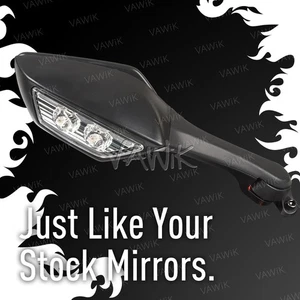 VAWiK -OE Repuesto Espejo LED Negro para Kawasaki ZX1000JEF '14-x1 DERECHA - Imagen 1 de 8