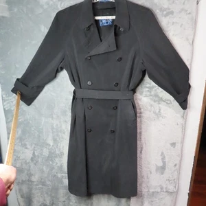 Cappotto Perusal uomo grande nero trench cintura doppiopetto fodera lana soprabito - Foto 1 di 17