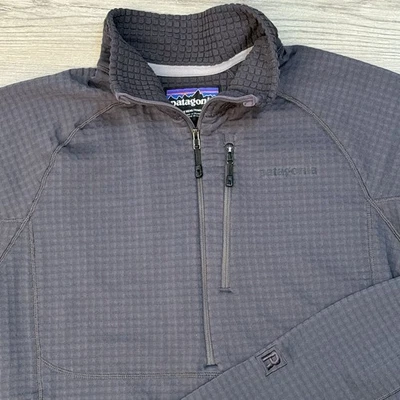 Patagonia R1 Polartec Mens M Waffle Grid Fleece 1/2 Zip Pullover Black - Image 1 of 4