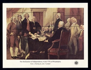 US 1687i Bicentennial sheet of 5 1976 Declaration of Independence 18c omitted NH - Picture 1 of 2
