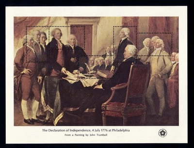 US 1687i Bicentennial sheet of 5 1976 Declaration of Independence 18c omitted NH - Image 1 of 2