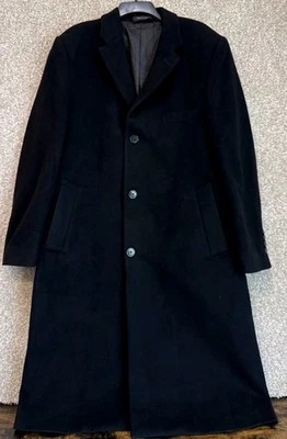 Lauren Ralph Lauren Wool Cashmere Coat Mens 40R Black Topcoat Button Up Jacket - Image 1 of 4