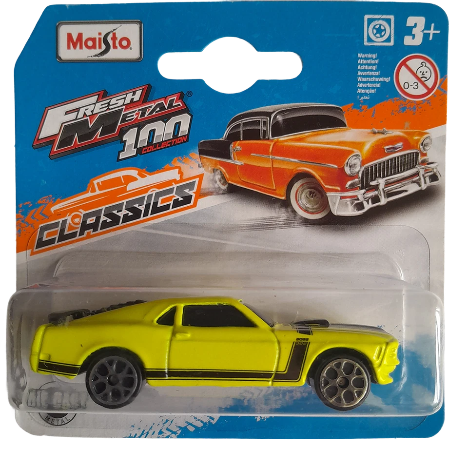 Maisto 1970 Ford Mustang Boss amarillo escala 1:64 3 pulgadas coche diecast - Imagen 1 de 2