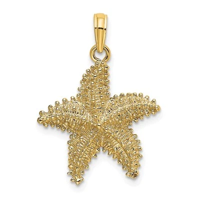 Colgante con dije de estrella de mar texturizada con cuentas de oro amarillo de 14 k 2,96 gm L-0,99 pulgadas Foto 1 de 4