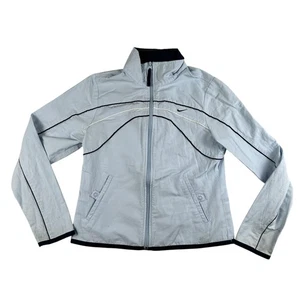 Vintage Nike Jacke Damen klein hellblau durchgehender Reißverschluss Track Swoosh Y2K 00s Logo - Bild 1 von 14