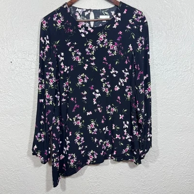 J Jill 花卉衬衫中号束腰不对称花园 Cottagecore 乡村女性 — 第 1/4 张图片