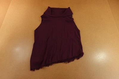 Robert Rodriguez 女式大码 Merlot 针织 Becca 流苏不对称上衣全新带标签 — 第 1/4 张图片