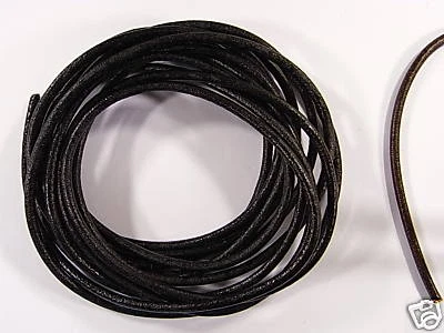 LACCIO CUOIO nero 1 metro Runde schwarze Lederschnur Leather Cord, made in italy