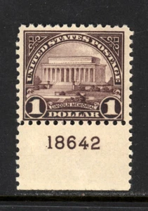 SCOTT 571 1923 $1 LINCOLN MEMORIAL RGULAR ISSUE PNS MNH OG F-VF CAT $45! - Picture 1 of 2