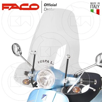 22486 SCHERMO PARABREZZA FACO + KIT ATTACCHI NERI PER VESPA LX 50 2007 2008 - Immagine 1 di 2