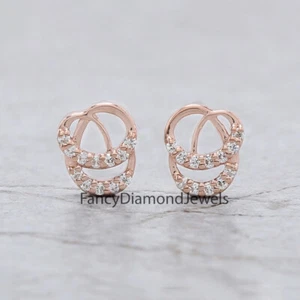 Round White Color Diamond Earring 14KRose White Yellow Gold Earring KD991 - Picture 1 of 10
