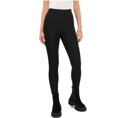 Vince Camuto Women's Black Houndstooth Pull On Casual Leggings XS B4HP - Image 1 of 3