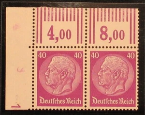 Deutsches Reich, P. von  Hindenburg Nr. 491 W OR Hochwert als Eck  Paar ** DZ 1 - Picture 1 of 2