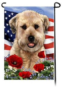Patriotic Flowers Garden Flag - Wheaten Terrier Puppy - Picture 1 of 1