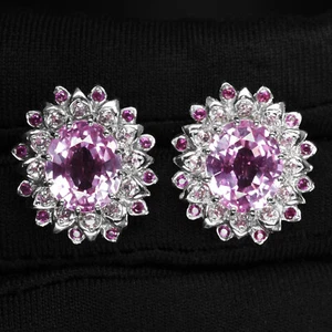 Stupendous Bubblegum Pink Sapphire 10.50Ct 925 Sterling Silver Handmade Earrings - Picture 1 of 6
