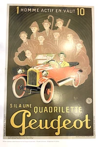 France Quadrillete Peugeot Vintage advertisement poster art print - Imagen 1 de 2