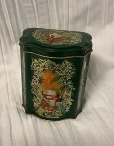 Vintage 1981 Avon Exclusive Christmas Green & Gold Tin Canister - Picture 1 of 7