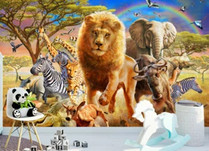 African Stampede Lion Wall Mural Paper Kid Art Nursery Decor Sticker Decal AM16 - Picture 1 of 7
