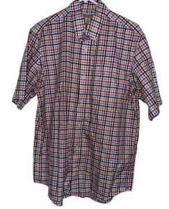 Duluth Trading Co Mens Wrinklefighter Relaxed Fit Short Sleeve Shirt Sz M Check - Picture 1 of 6