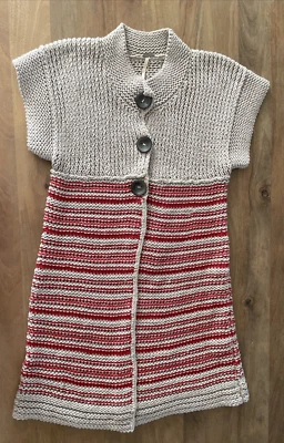 Cárdigan tejido a crotchet Free People Top Mujer Medio Botón Frontal Funda a Rayas Foto 1 de 4