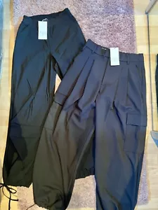 3 Zara Review Hosen Cargo Style Jogging Loose Fit schwarz S M Aktuell Neu - Bild 1 von 2