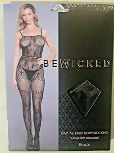 BeWicked! BAD AS EVER Bodystocking, Black, One Size - Picture 1 of 5