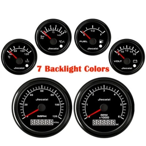 6 Gauge Set GPS 120MPH Speedometer Tacho RPM6000 Fuel Volts Water Temp Oil Black - Picture 1 of 12