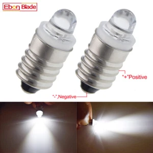 Positive Earth E10 3V WHITE FLASHLIGHT LED LAMP SCREW 3 VOLT BICYCLE TORCH BULBS - Imagen 1 de 7