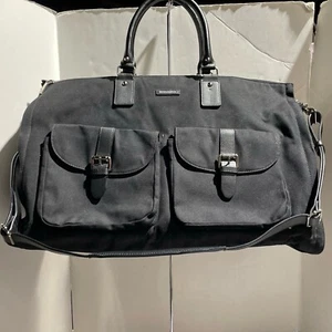 Hook & Albert Weekender Seesack schwarz festes Canvas Leder Bekleidung - Bild 1 von 12