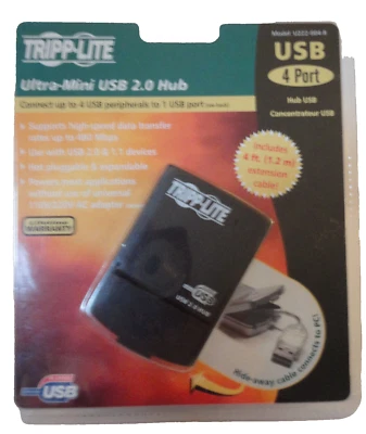 USB 2.0 Hub Concentrateur 4 Port Tripp Lite Ultra Mini Model U222-004-R NIP - Image 1 of 4