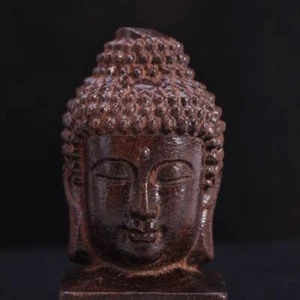 India Sakyamuni Statue Wood Buddha Head Crafts Buddhist - Picture 1 of 12