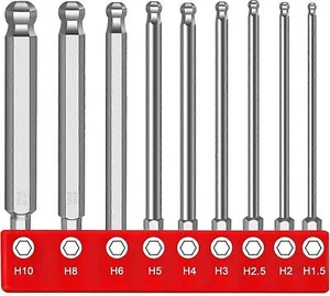 9pcs ball end hex screwdriver 1.5/2/2.5/3/4/5/6/8mm/10mm hex socket ball end - Picture 1 of 5
