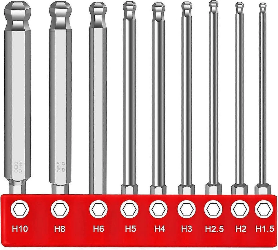 9pcs ball end hex screwdriver 1.5/2/2.5/3/4/5/6/8mm/10mm hex socket ball end - Image 1 of 4