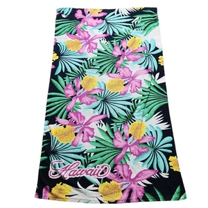 Vintage Hawaii Tropical Leaf Pink Floral Large Beach Towel 67.5” X 40” - Picture 1 of 8