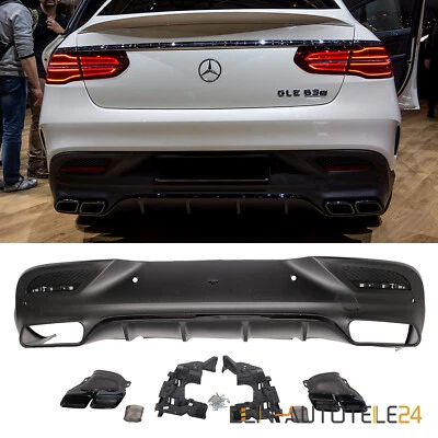 Rear Diffuser Tailpipe for Mercedes GLE COUPE C292 BLACK 63 AMG Look Night Package - Image 1 of 4